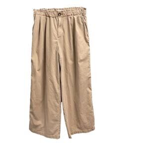 Loft Wide Leg Khaki Pants Size Small Elastic Paperbag Waist Pockets Chinos